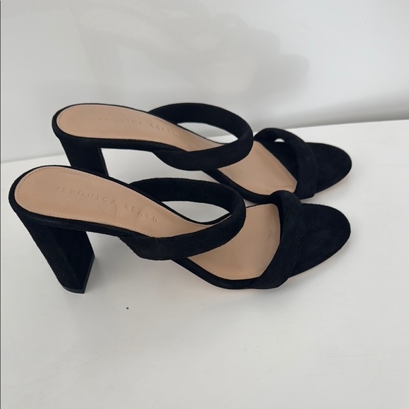 Veronica Beard Black Suede Block Heel Sandals - Picture 2 of 5